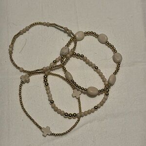 ENewton Lot of 4 Gold and White Bracelets